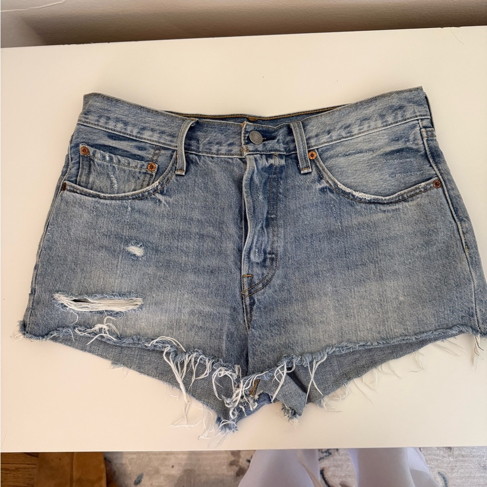 Levi's Light Blue Distressed Jean Shorts